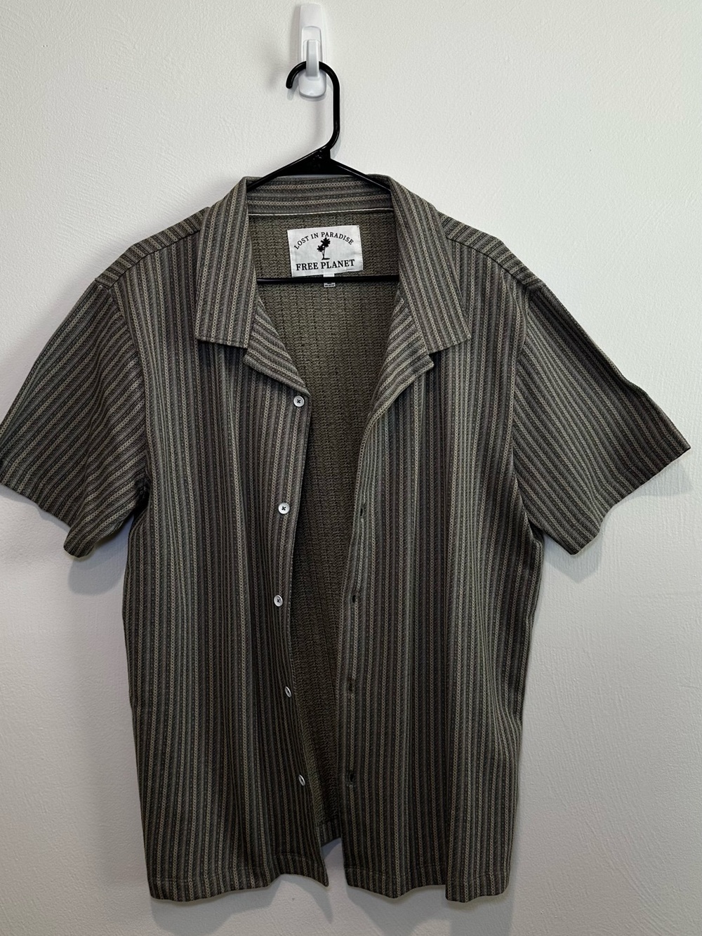 Free Planet striped cotton button-up shirt